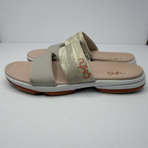 Ryka Double Band Slide Sandals Diva Pumice Taupe Pink Woman’s Size 7.5 Vaca Walk